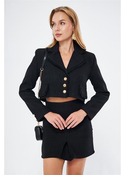 Püskül Detaylı Kısa Ceket 
