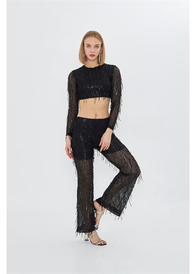 Saçaklı Pul Payet Pantolon 