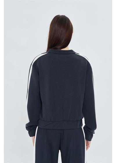 Şeritli Fermuarlı Scuba Modal Sweatshirt 