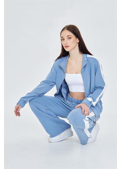 Şeritli Fermuarlı Scuba Modal Sweatshirt 