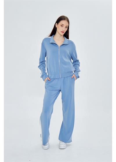 Şeritli Fermuarlı Scuba Modal Sweatshirt 