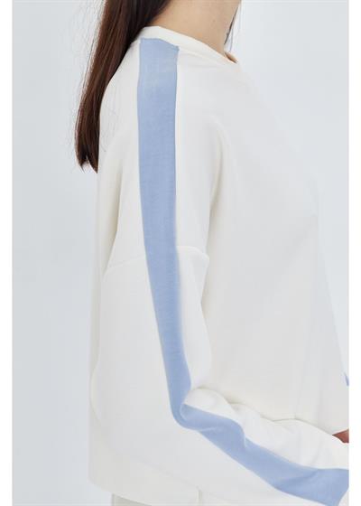 Şeritli Scuba Modal Crop Sweatshirt 