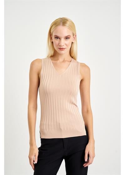 Sıfır Kol Çizgili Bluz