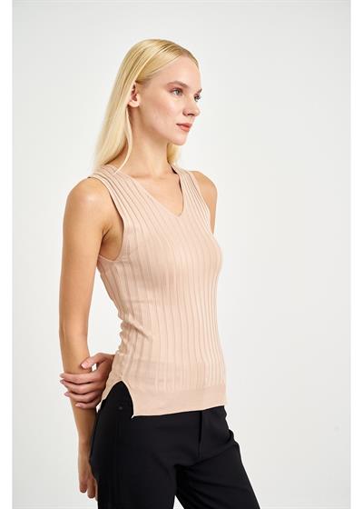 Sıfır Kol Çizgili Bluz