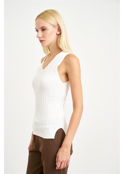 Sıfır Kol Çizgili Bluz