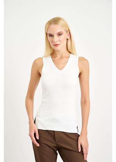 Sıfır Kol Çizgili Bluz