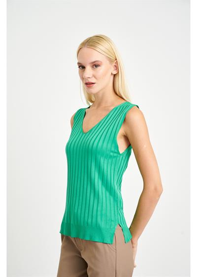 Sıfır Kol Çizgili Bluz