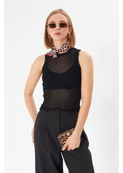 Sıfır Kol Mini Krep Bluz 