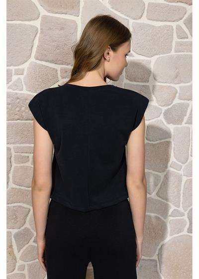 Sıfır Yaka Kolsuz Vatkalı Modal Crop 