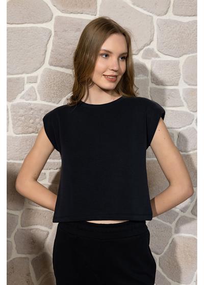 Sıfır Yaka Kolsuz Vatkalı Modal Crop 