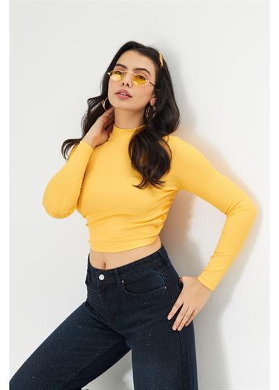 Sırt Dekolte Crop Bluz 