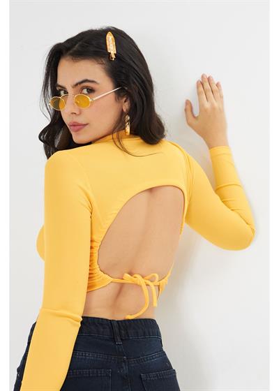 Sırt Dekolte Crop Bluz 