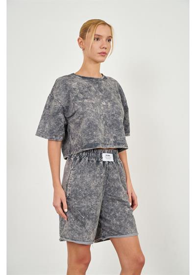 Soluk Efektli Kısa T-Shirt