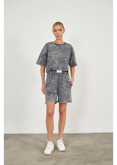 Soluk Efektli Kısa T-Shirt