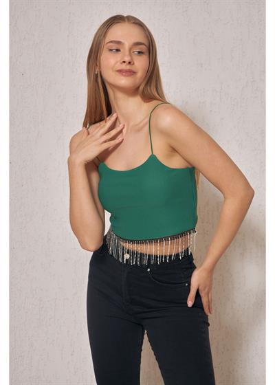 Taş Detaylı Crop Bluz 