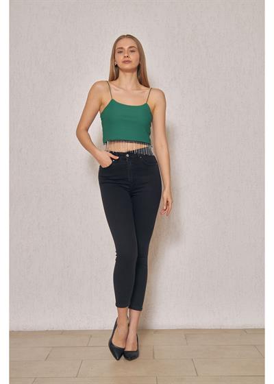 Taş Detaylı Crop Bluz 