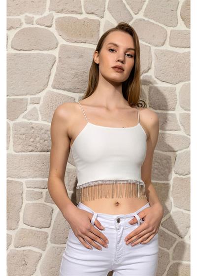 Taş Detaylı Crop Bluz