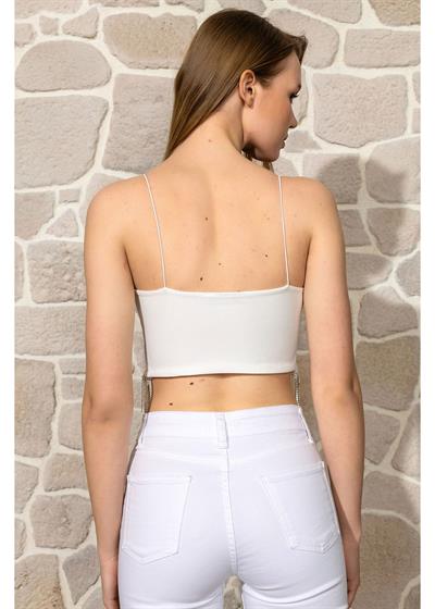 Taş Detaylı Crop Bluz