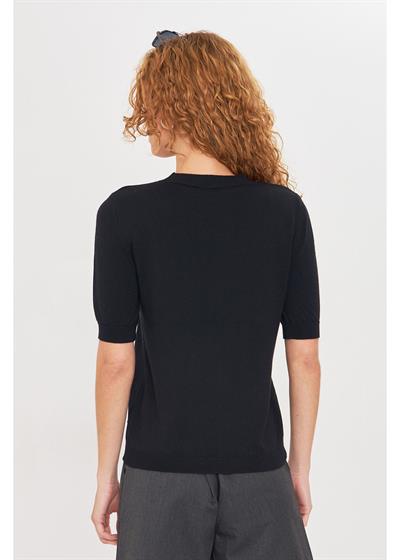 Taş Detaylı Yaka Bantlı Triko Bluz 