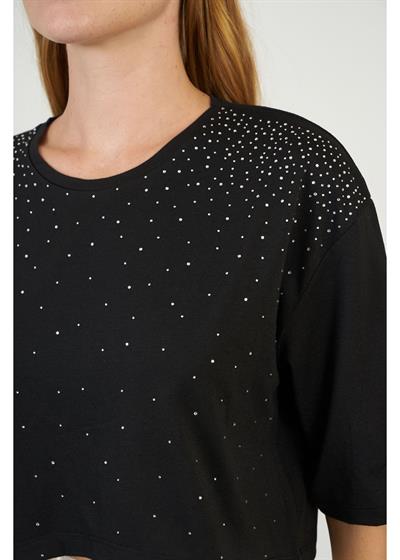 Taş İşlemeli Basic T-Shirt