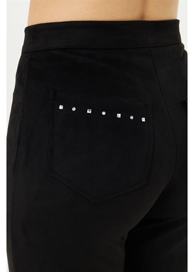 Taş İşlemeli Süet Pantolon 