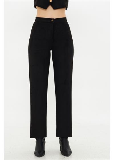 Taş İşlemeli Süet Pantolon 