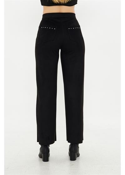 Taş İşlemeli Süet Pantolon 