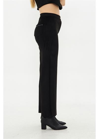 Taş İşlemeli Süet Pantolon 