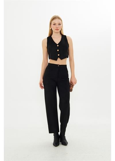 Taş İşlemeli Süet Pantolon 