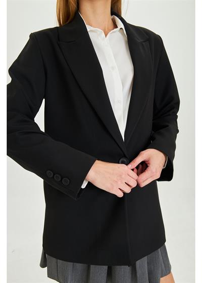 Tek Düğmeli Saten Astarlı Ceket 