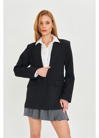 Tek Düğmeli Saten Astarlı Ceket 