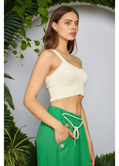 Tek Omuz Crop Top