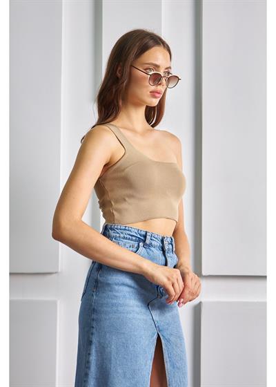 Tek Omuz Crop Top