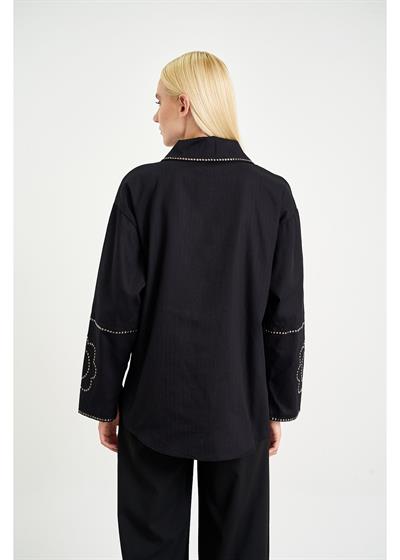 Trok Taş Detaylı Gabardin Gömlek 