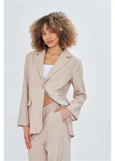 Üç Cepli Düğmeli Poliviskon Ceket 