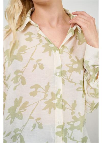 V Yaka Yaprak Desen Gömlek 