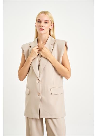 Vatkalı Cep Kapaklı Uzun Yelek