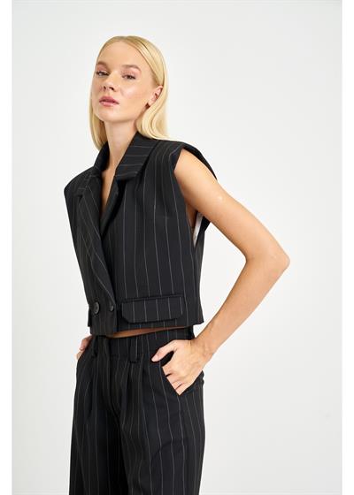 Vatkalı Çizgili Poliviskon Yelek