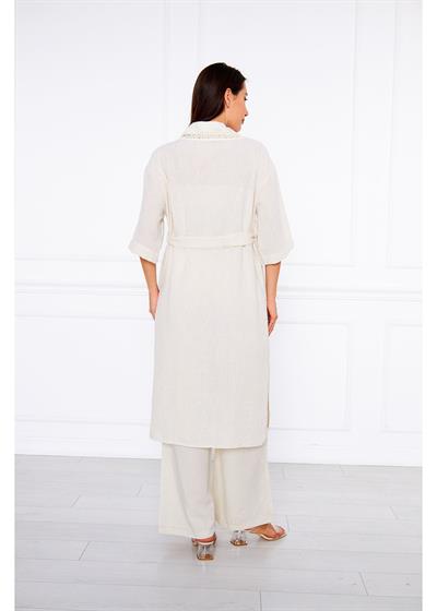 Yakası Dantelli Nakışlı Kimono
