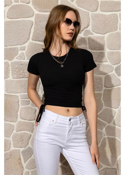 Yanları Büzgülü Basic T-Shirt