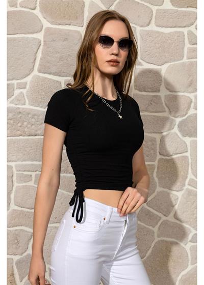 Yanları Büzgülü Basic T-Shirt