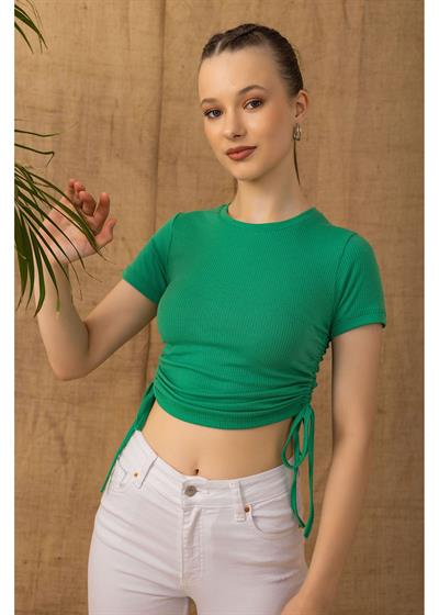 Yanları Büzgülü Basic T-Shirt