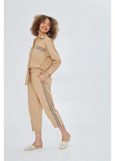 Yanları Nakışlı Gabardin Pantolon 