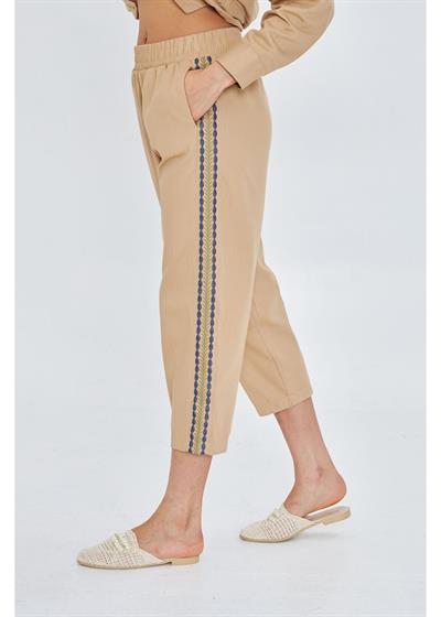 Yanları Nakışlı Gabardin Pantolon 
