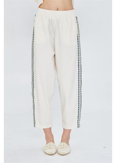Yanları Nakışlı Gabardin Pantolon 