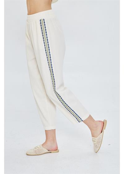 Yanları Nakışlı Gabardin Pantolon 