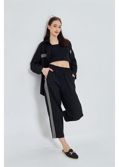 Yanları Nakışlı Gabardin Pantolon 