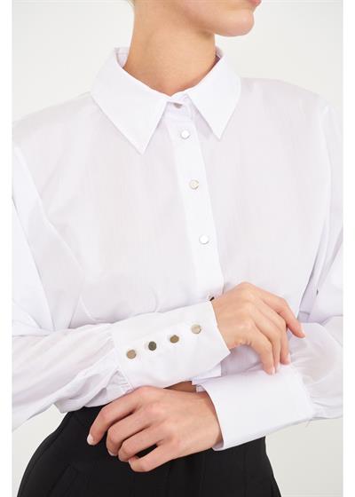 Yarasa Kol Kısa Poplin Gömlek 