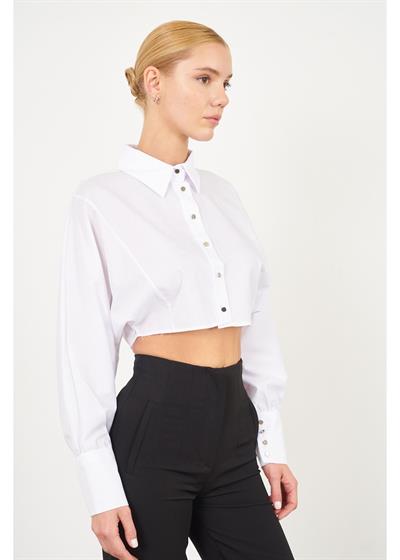 Yarasa Kol Kısa Poplin Gömlek 