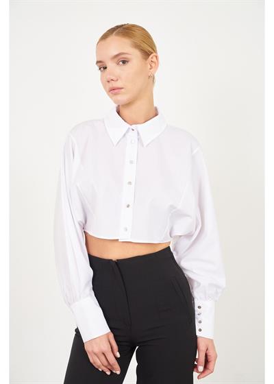 Yarasa Kol Kısa Poplin Gömlek 